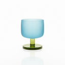 Antigua wine glass with a frosted blue crystal-glass bowl, green stem and foot