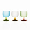 Antigua wine glass with a pistachio-green frosted bowl and rose-tinted stem