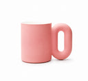Ran Xiang Fei super-BIG mug in a satin-matte pink stoneware finish, 800ml with an ergonomic handle