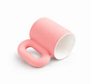 Ran Xiang Fei super-BIG mug in a satin-matte pink stoneware finish, 800ml with an ergonomic handle