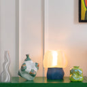 Studio.LUNA 3D printed lamp cover L001 with an ocean-blue base and translucent cloud-shaped shade
