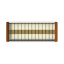 Smør serving tray in cream, muted blue and caramel stripes, wooden handles and glass surface